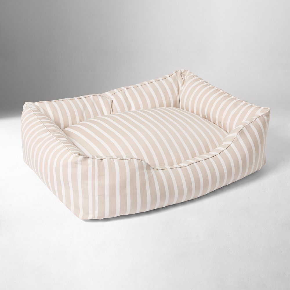Sunbrella® Indoor/Outdoor Wave Striped Pet Bed - 34x26x12 Shore Linen Stripe