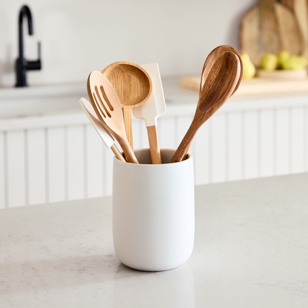 Kaloh Stoneware Utensil Holder - White