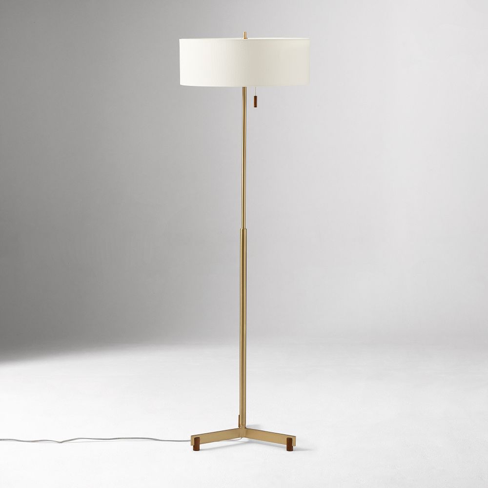 Hennings Fabric Floor Lamp (62") - Champagne, White Shade