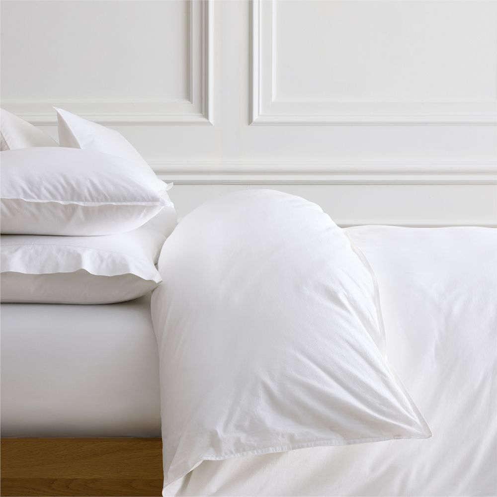 Organic Washed Cotton Percale Duvet Cover & Shams - White
