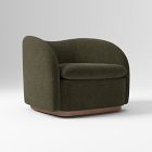 Open Box: Kaufman Swivel Chair - Performance Distressed Velvet Juniper, Cool Walnut