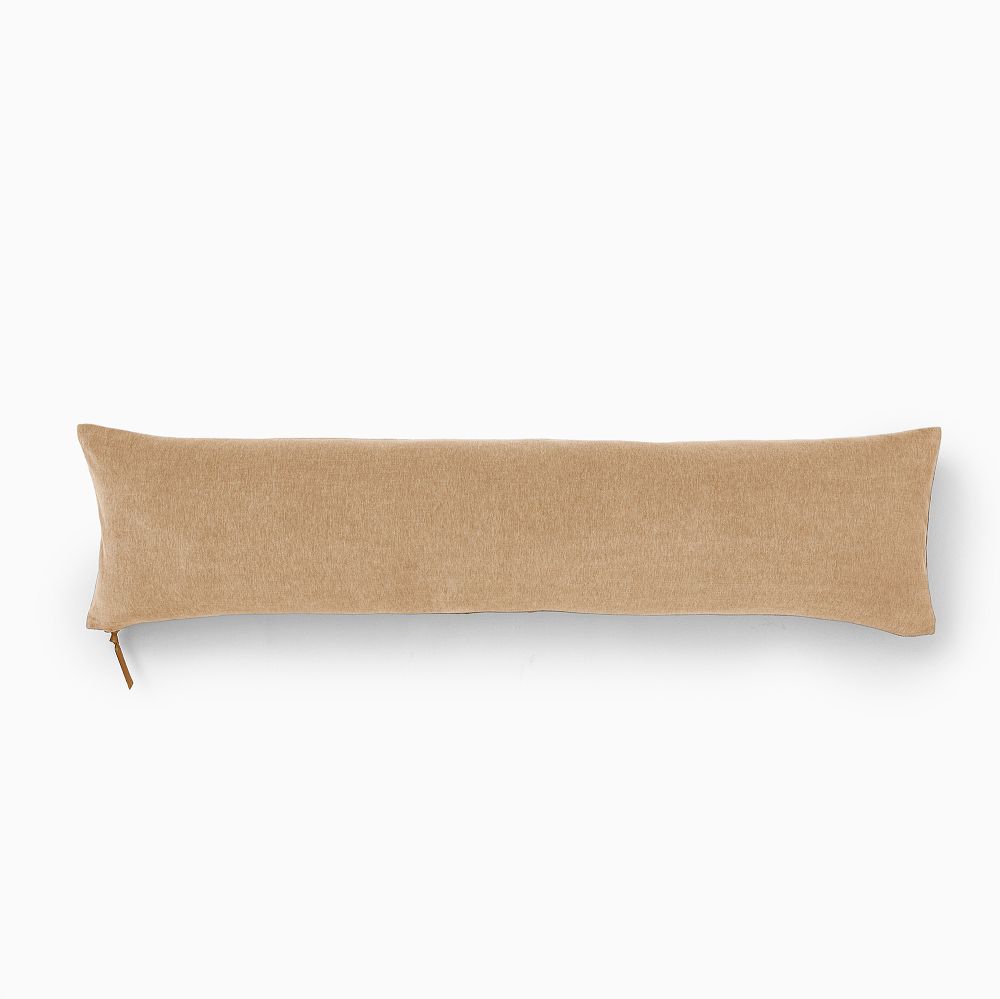 Classic Cotton Velvet Oversized Lumbar Pillow Cover - 12x46, Dark Sandalwood