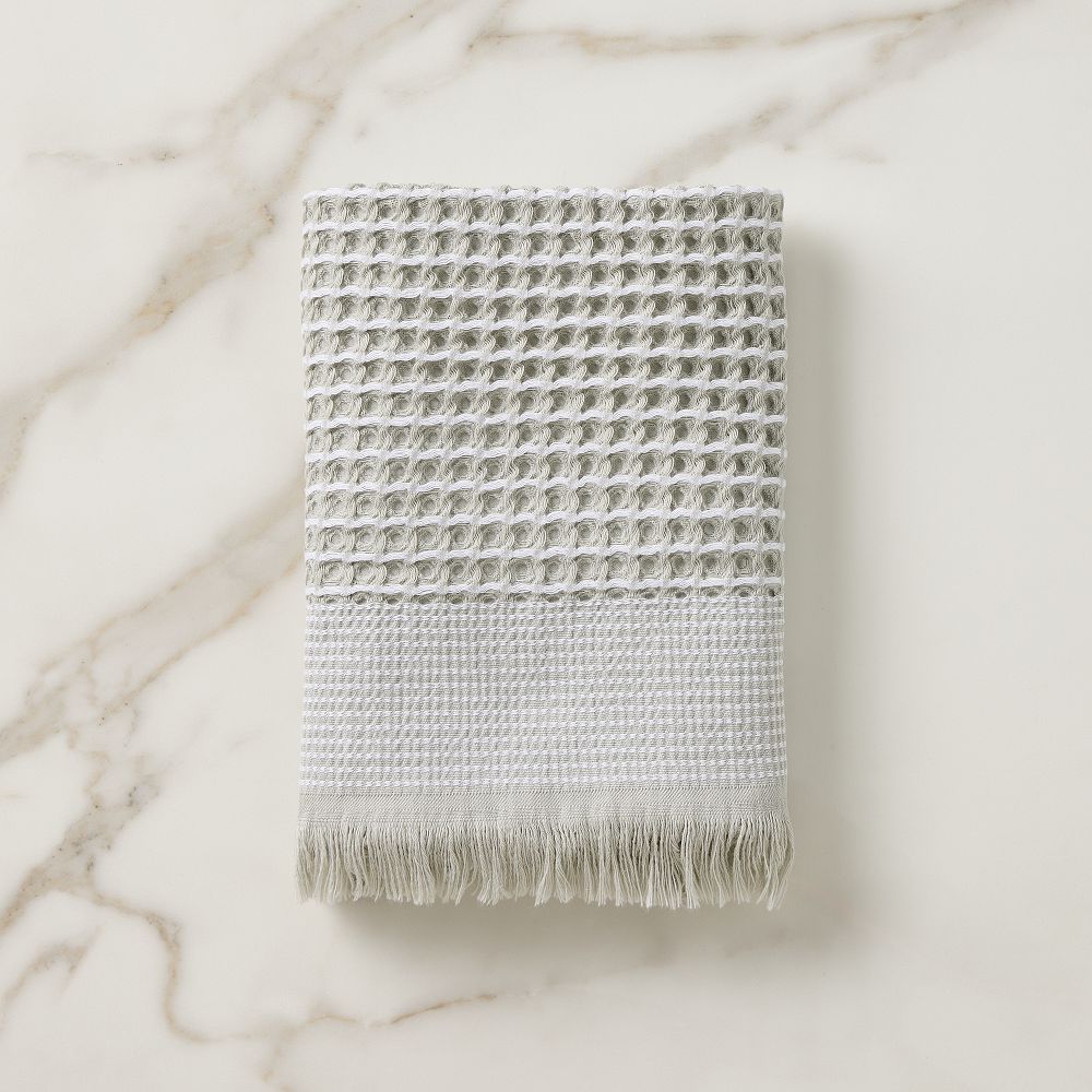 Two-Tone Waffle Towels - Hand Towel, Soft Sage