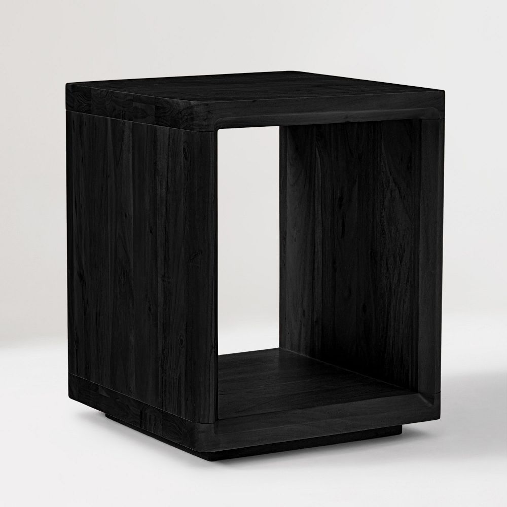 Calla Solid Wood Side Table (18") - 22", Acacia Solid Black