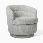 Chip & Dent: Viv Swivel Chair, Poly, Chunky Chenille, Stone White, Concealed Support