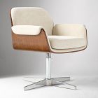 Open Box: Griffith Office Chair - Distressed Velvet Sand, Dark Walnut, Polished Stainless Steel