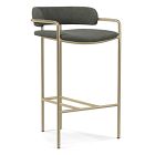 Chip & Dent: Lenox Counter Stool, Performance Distressed Velvet, Green Spruce, Champagne Bronze