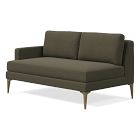 Chip & Dent: Andes Petite Left Arm 2-Seat, Performance Velvet Dark Olive, Blackened Brass