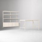 Tandem Worktable (72") &amp; Modular Double Wide Storage Shelf Set