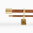 Chip & Dent: Mid-Century Double Curtain Rod, Cool Walnut/Antique Brass, 44"-108"