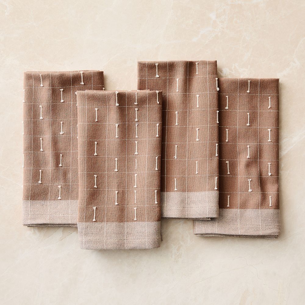 Delicate Grid Napkin Sets - Brick, Set of 4