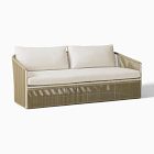 Oceana Outdoor 76" Sofa, Steel, Rope, Seashore, Sand, Plain Weave, Alabaster