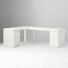 Parsons L-Shaped Desk (86") &amp; 2 File Cabinet Set