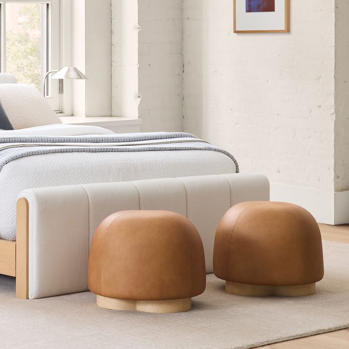 Gumdrop Leather Swivel Ottoman | West Elm