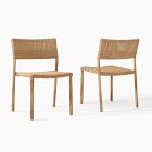 Open Box: Westport Slim Profile Outdoor Stacking Dining Side Chair, Set of 2 - Natural