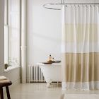 Colourblocked European Flax Linen Shower Curtain