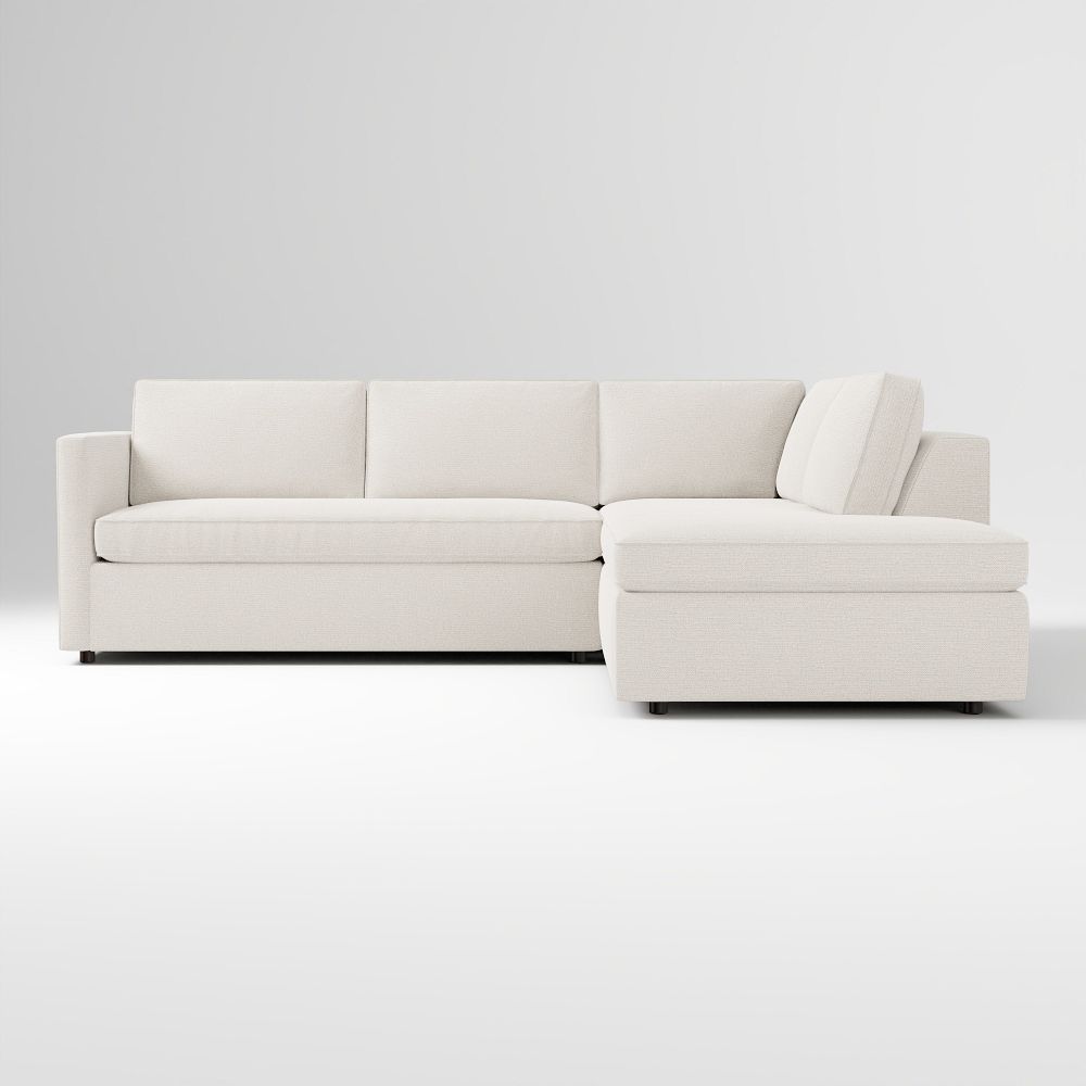 Harris 2-Piece Bumper Chaise Sectional (100"–116") - Standard Depth, Performance Basketweave, Alabaster