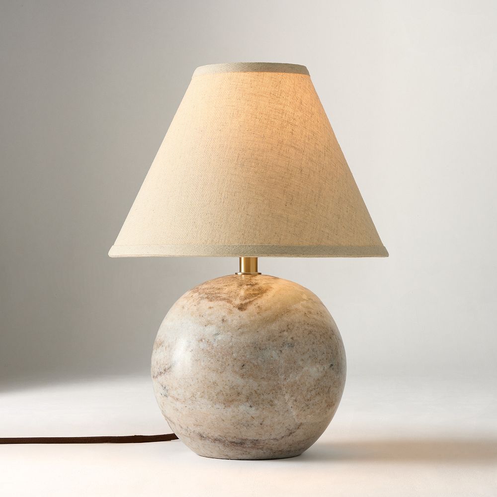 Perry Marble Table Lamp (15.5") - 18in, Toronto Marble/White Shade