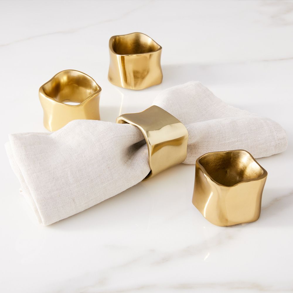 Molten Napkin Rings - Polished Brass, Set of 4