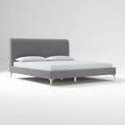 Open Box: Andes No Tufting Bed, King - Performance Distressed Velvet Pewter, Champagne Bronze