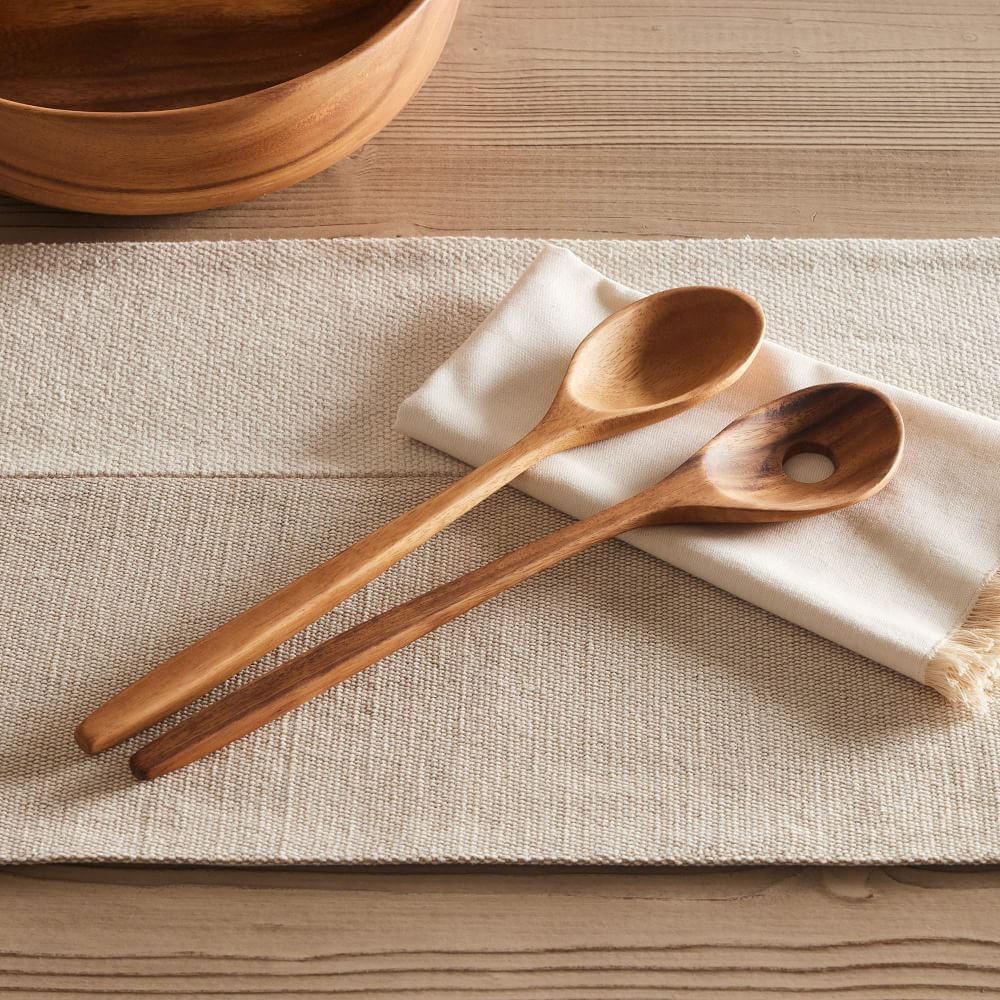 Organic Shaped Wood Serving Utensils (Set of 2) - Acacia Wood, Set of 2