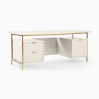 Open Box: Quinn Executive Desk (74") - Haze, Antique Brass