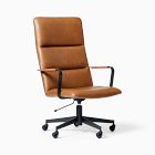Open Box: Cooper Mid-Century High-Back Leather Swivel Office Chair - Saddle Leather Nut, Dark Bronze