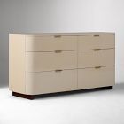 Open Box: Shea High-Gloss Enameled Lacquer 6-Drawer Dresser (60") - Ivory, Antique Brass