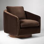Open Box: Imogene Swivel Chair - Deluxe Velvet Java, Dark Walnut