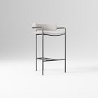 Open Box: Lenox Counter Stool, 26"H - Performance Coastal Linen Dove, Dark Bronze Finish