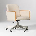 Open Box: Show Wood Swivel Office Chair - Deco Weave Sand, Acorn, Brushed Stainless Steel