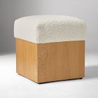 Open Box: Suffolk Ottoman - Cozy Shearling Ivory, Almond