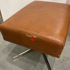 Open Box: Austin Swivel Leather Ottoman - Aspen Leather Chestnut, Polished Nickel