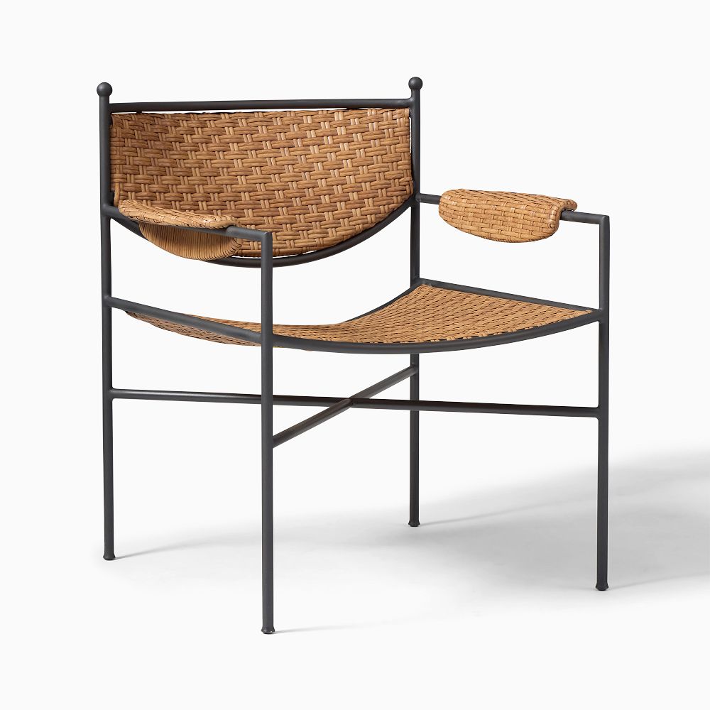 Marza Outdoor Lounge Chair - Steel, Dark Bronze, Natural