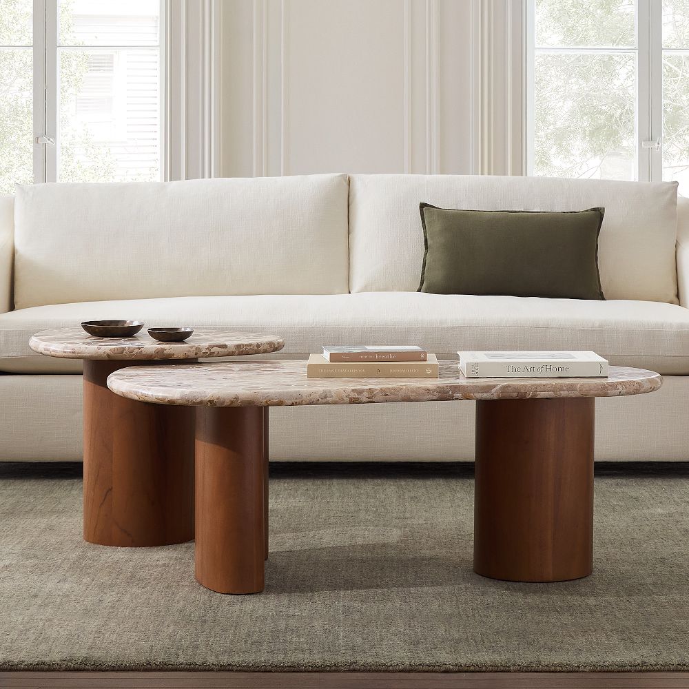 Alora Solid Wood & Marble Nesting Coffee Tables (23"-44") by West Elm