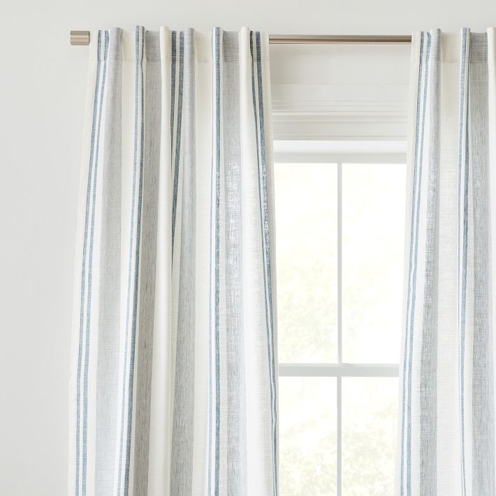 Textured Luxe Stripe Linen Curtain | West Elm