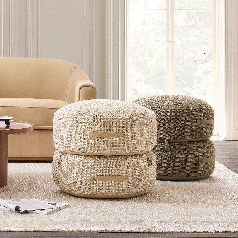 Modern Round Stacked Pouf