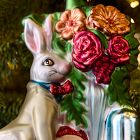 Dapper Rabbit Glass Ornament
