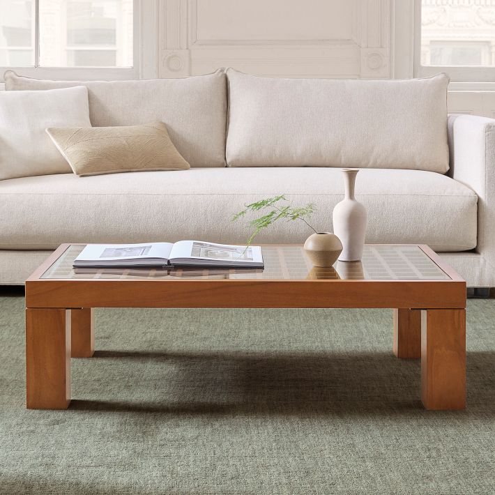West Elm コーヒーテーブル　リフトトップ式 Lottie Grid Top Coffee Table (44