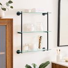 Modern Overhang Triple Glass Bathroom Shelf