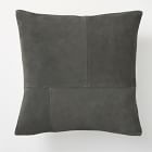 Open Box: Pieced Suede Pillow Cover, Charcoal, 20"x20"
