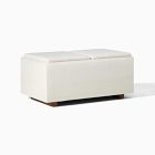 Open Box: Bowman Tray Top Double Rectangle Storage Ottoman Poly Twill Alabaster Cool Walnut