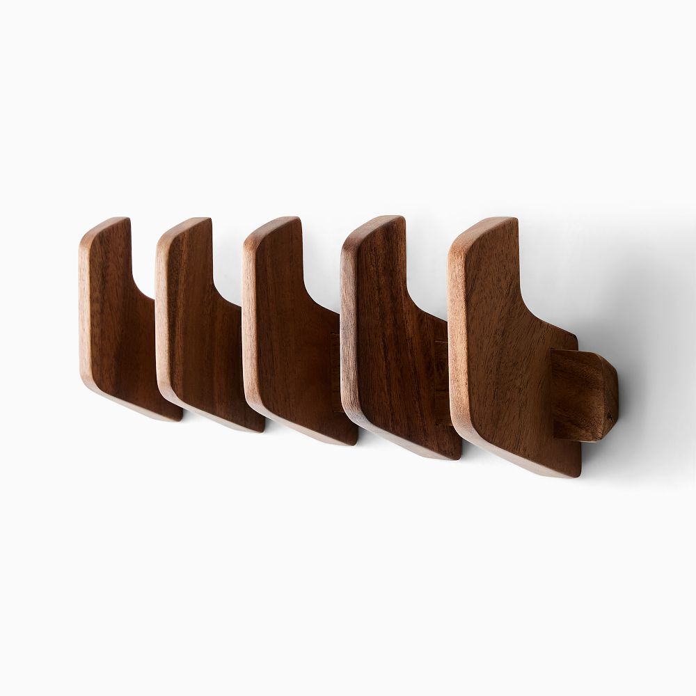 Cobb Wood Wall Hooks - Multi Hook, O/S, Acacia, Cool Walnut