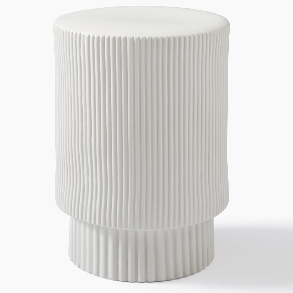 Fluted Ceramic Indoor/Outdoor Side Table (13"–16")