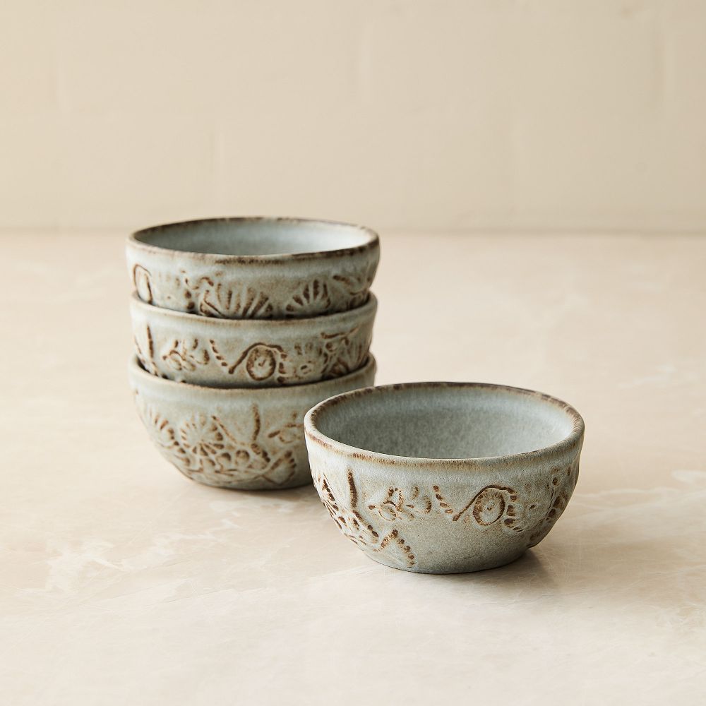Kiku Stoneware Condiment Bowls - Stoneware Floral, Set of 4
