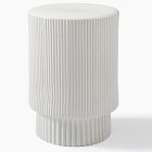 Open Box: Fluted Ceramic Indoor/Outdoor Side Table (16") - White