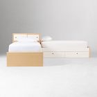 Ziggy Twin Platform Storage Beds w/ Corner Shelf Headboard
