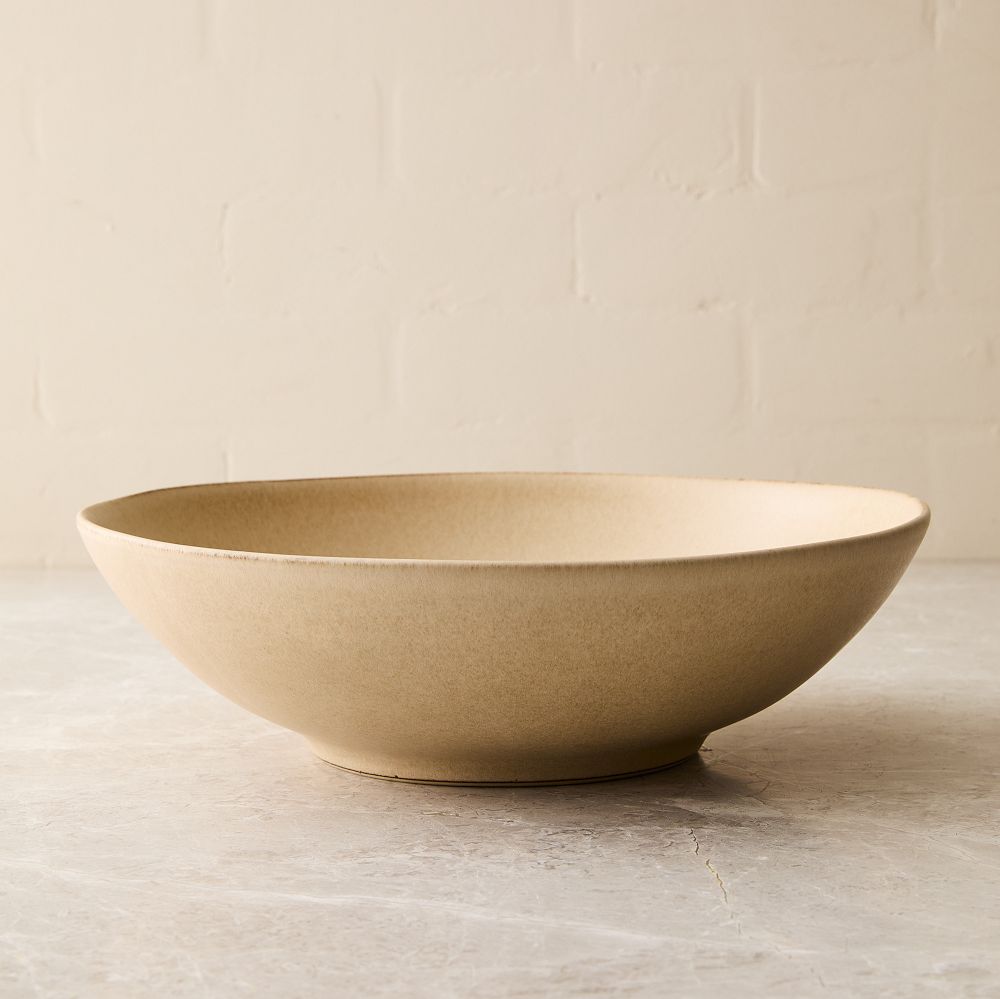 Kanto Stoneware Serving Bowls - Low Bowl, Ceramic, Beige