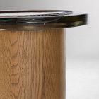 Side view showing curved lip and wooden texture