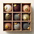 Medium Flocked Ball Ornaments (Set of 9) - Woodland Shine